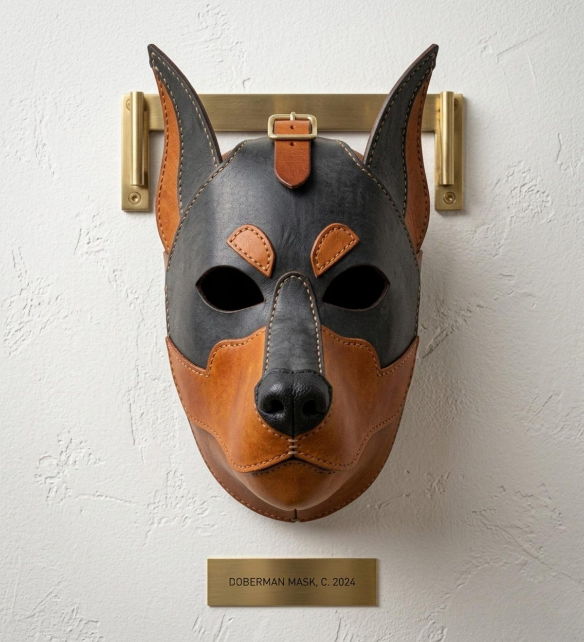 Leather Doberman Mask – Handmade Animal Head Mask, Custom Colors Available