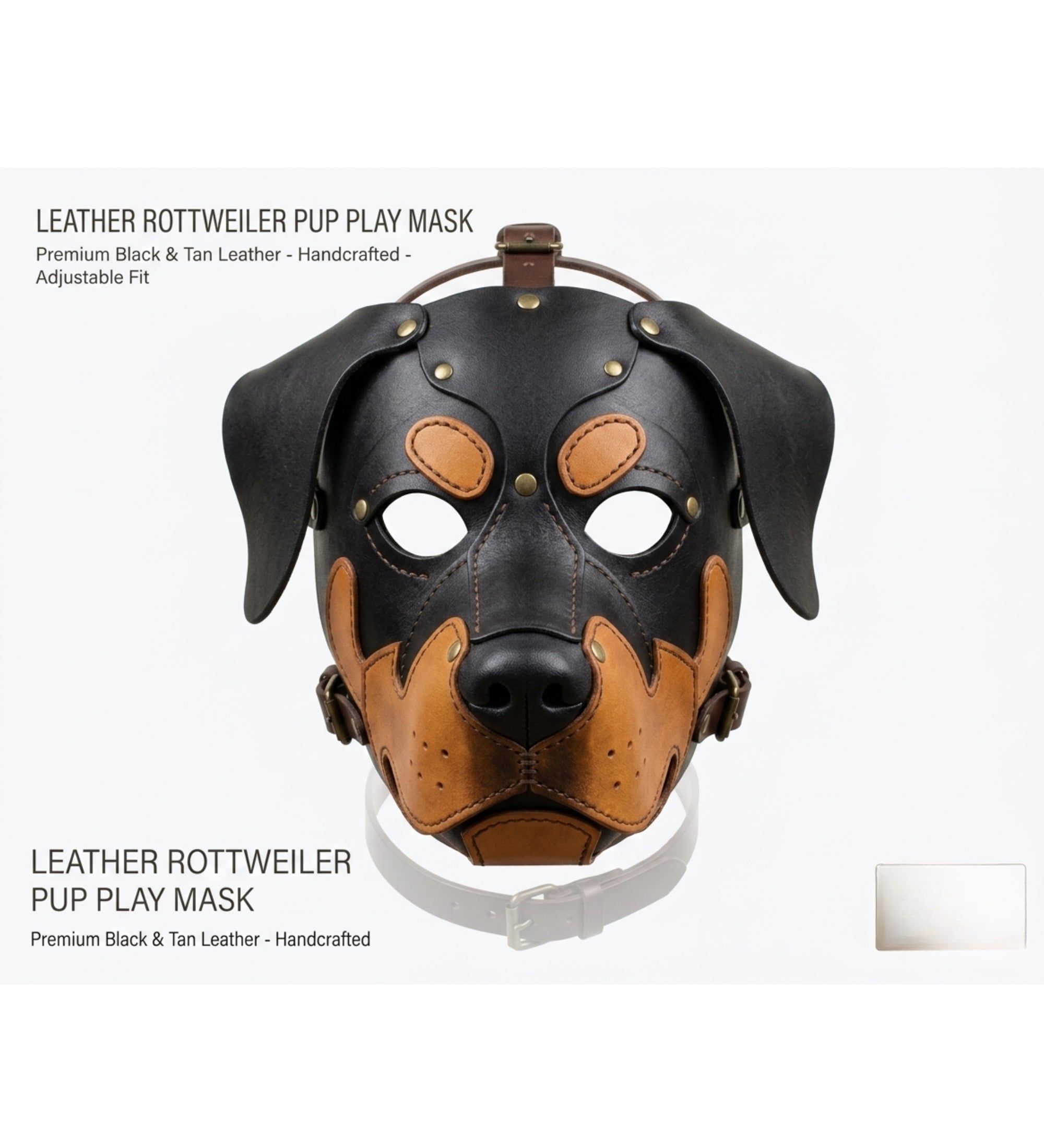 Handmade Leather Rottweiler Dog Mask | Genuine Leather Puppy Hood