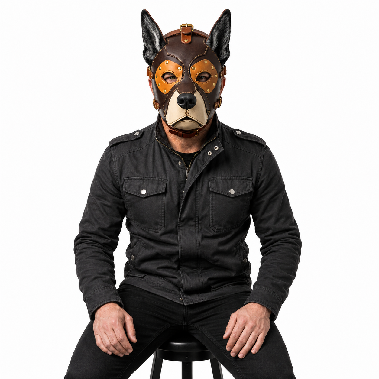 Handmade Real Leather Rottweiler Dog Mask Full Face Pup Hood