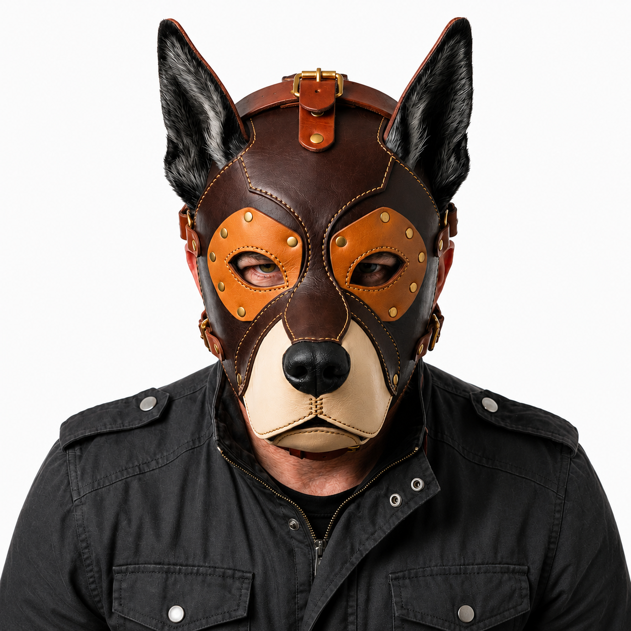 Handmade Real Leather Rottweiler Dog Mask Full Face Pup Hood