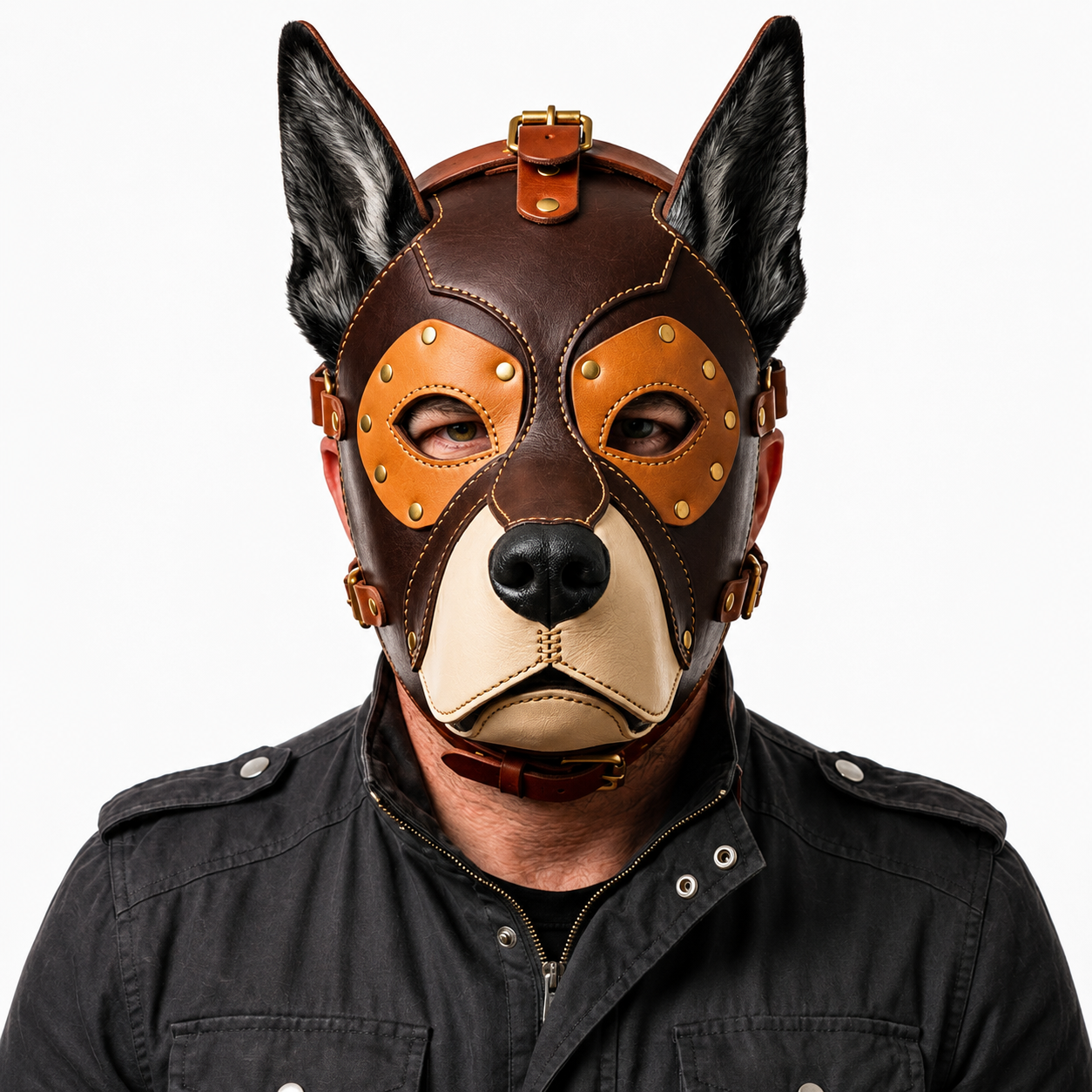 Handmade Real Leather Rottweiler Dog Mask Full Face Pup Hood