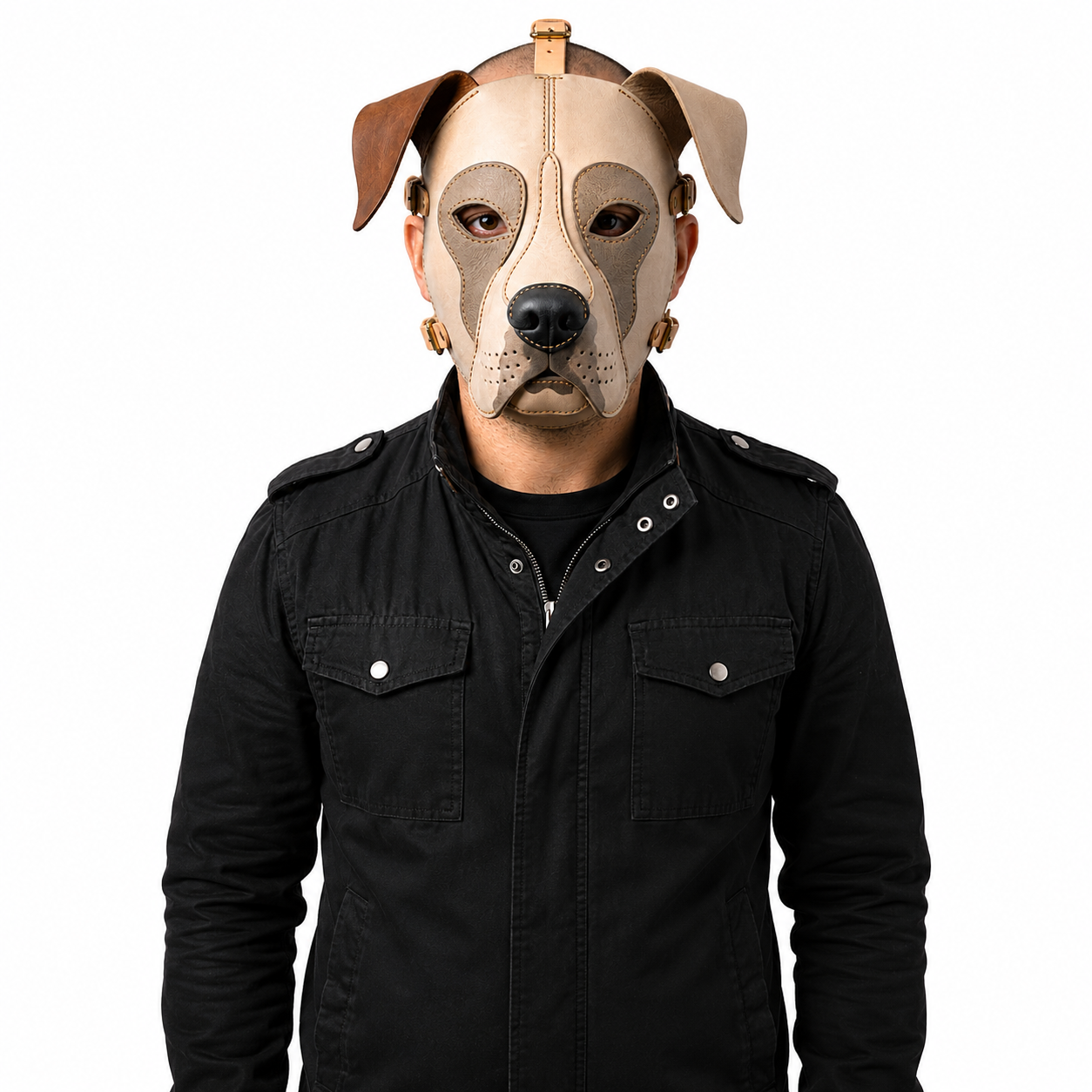 Real Leather Pit Bull Dog Mask — Genuine Leather Full Face Animal Mask,