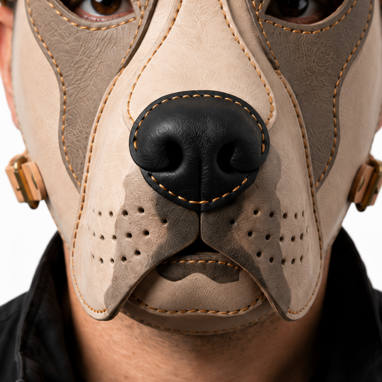 Real Leather Pit Bull Dog Mask — Genuine Leather Full Face Animal Mask,