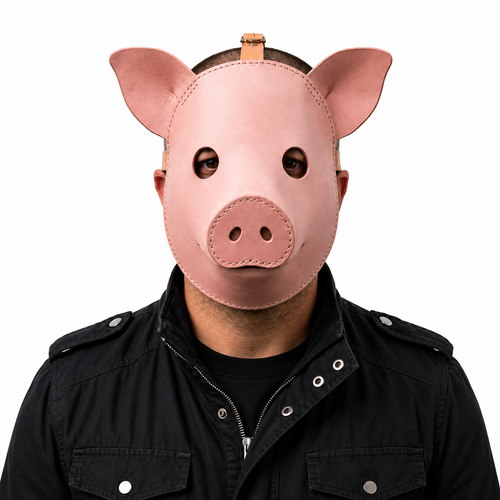Full-Face Leather Pig Mask, handmade by The Snout