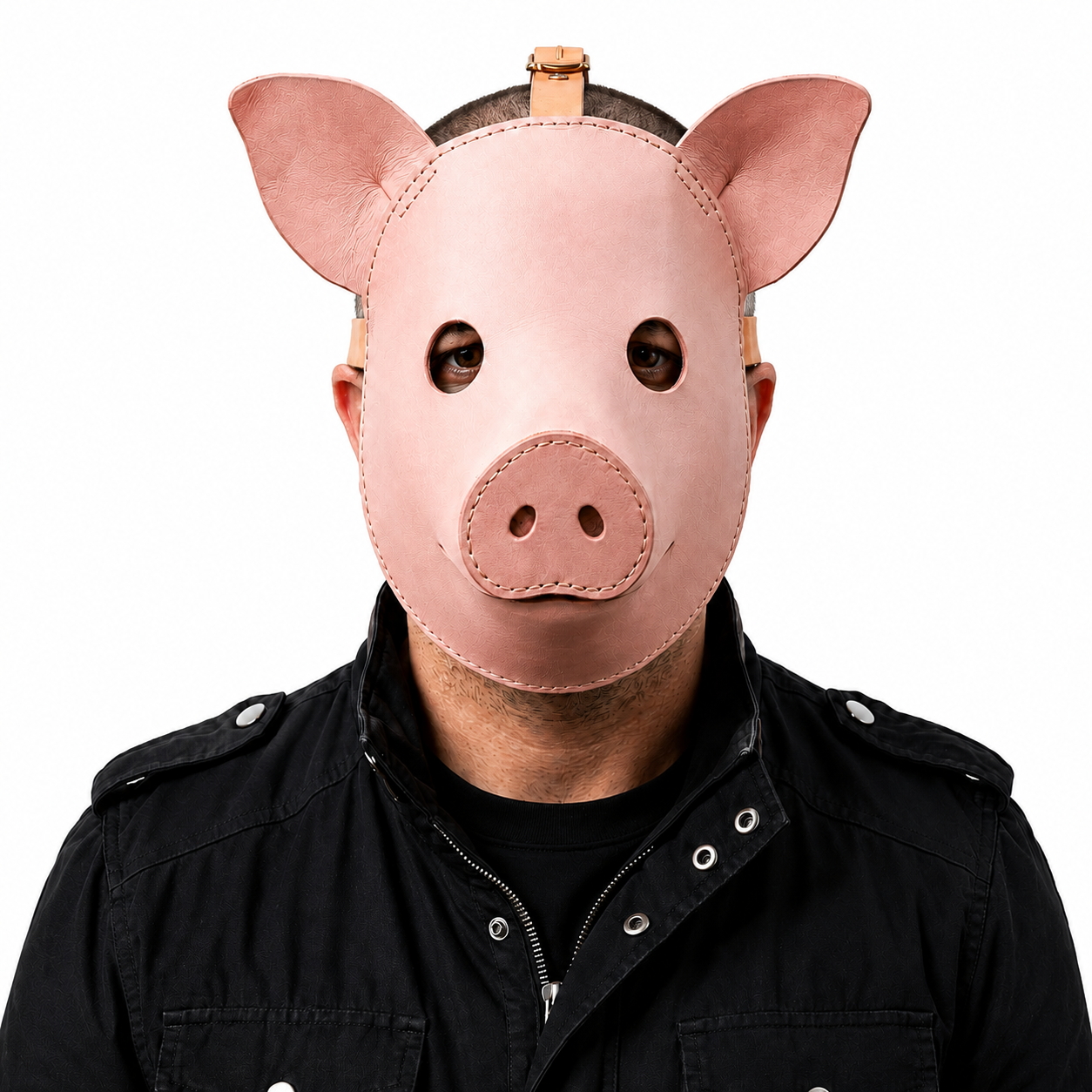 Handmade Real Leather Pig Mask Full Face Animal Head Mask
