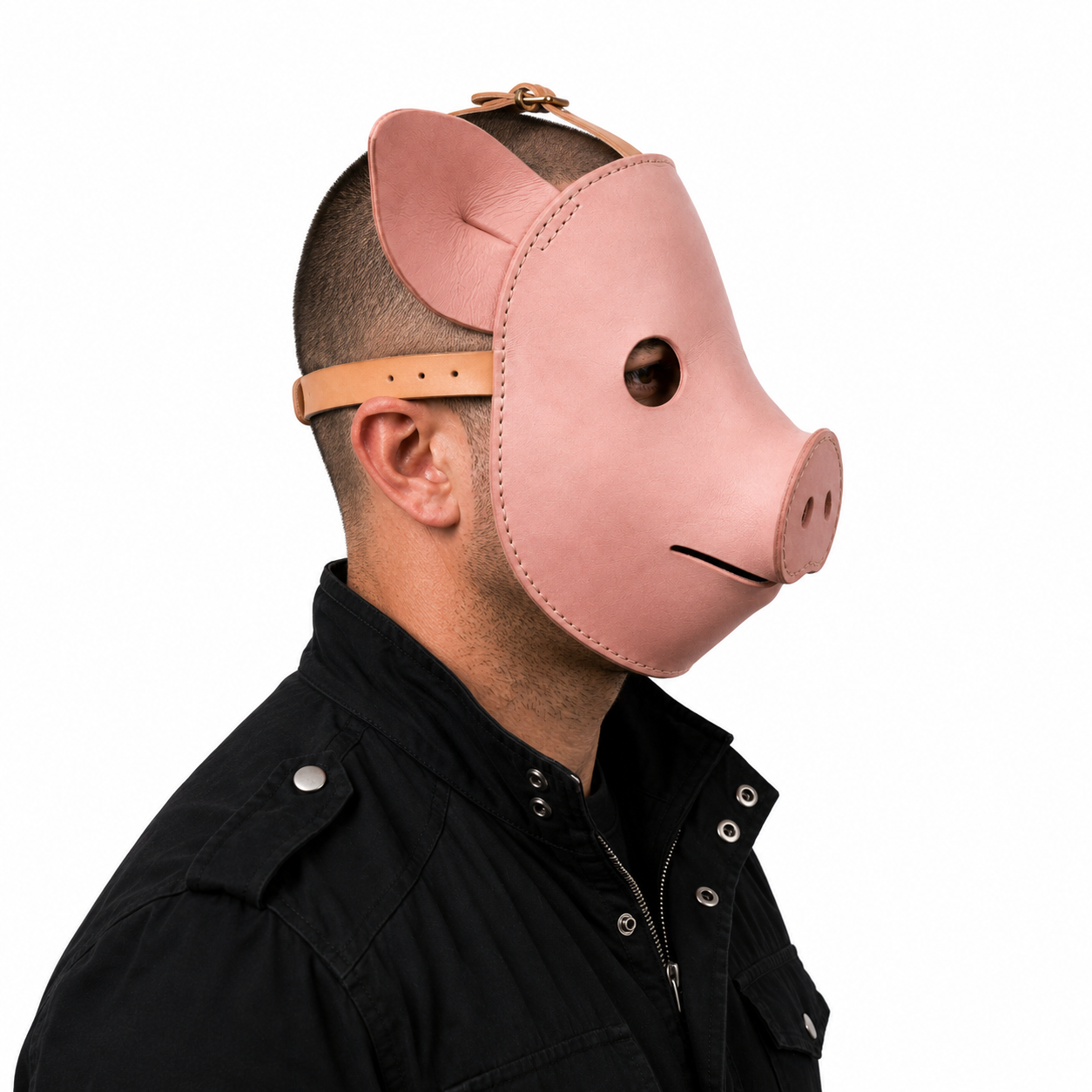 Handmade Real Leather Pig Mask Full Face Animal Head Mask