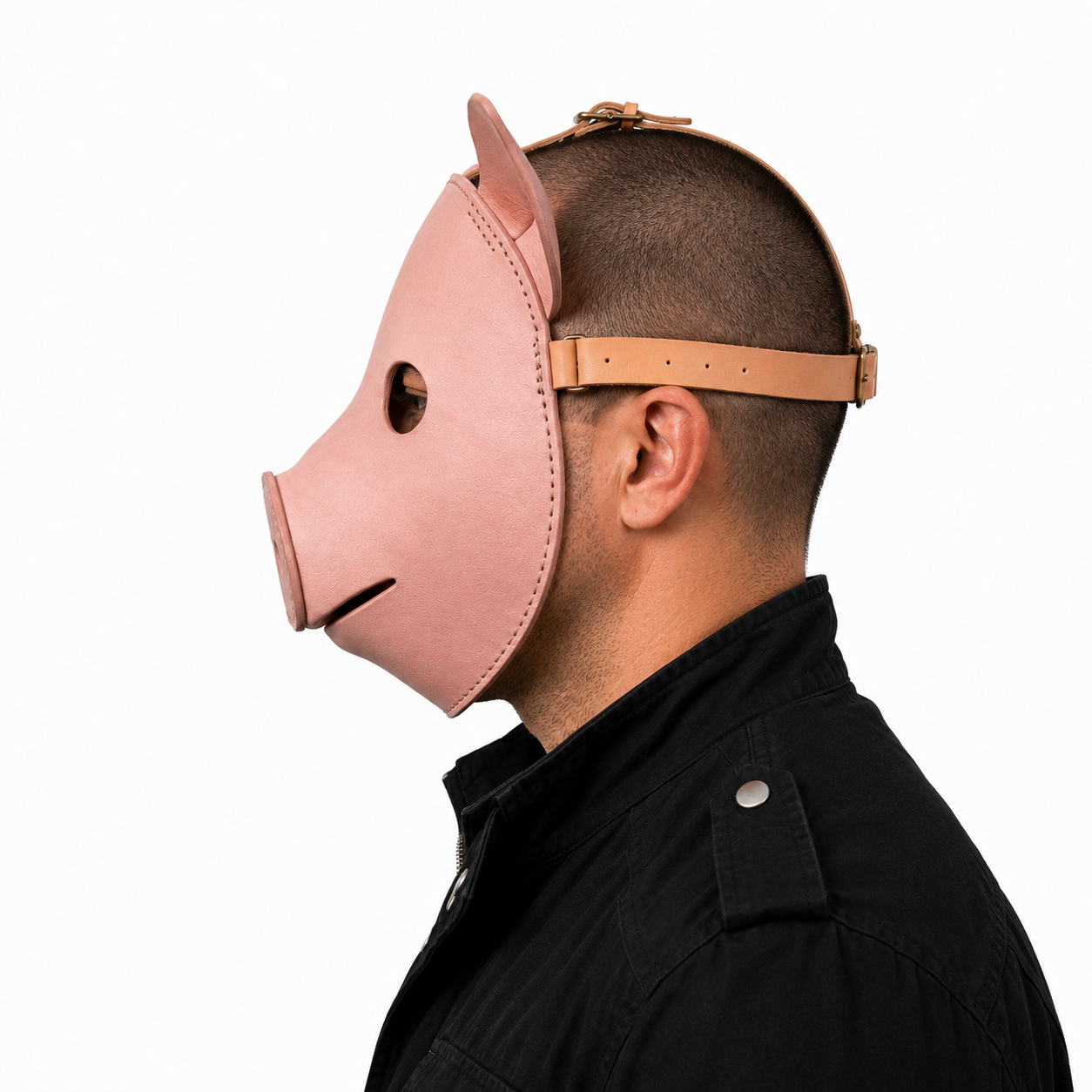 Handmade Real Leather Pig Mask Full Face Animal Head Mask