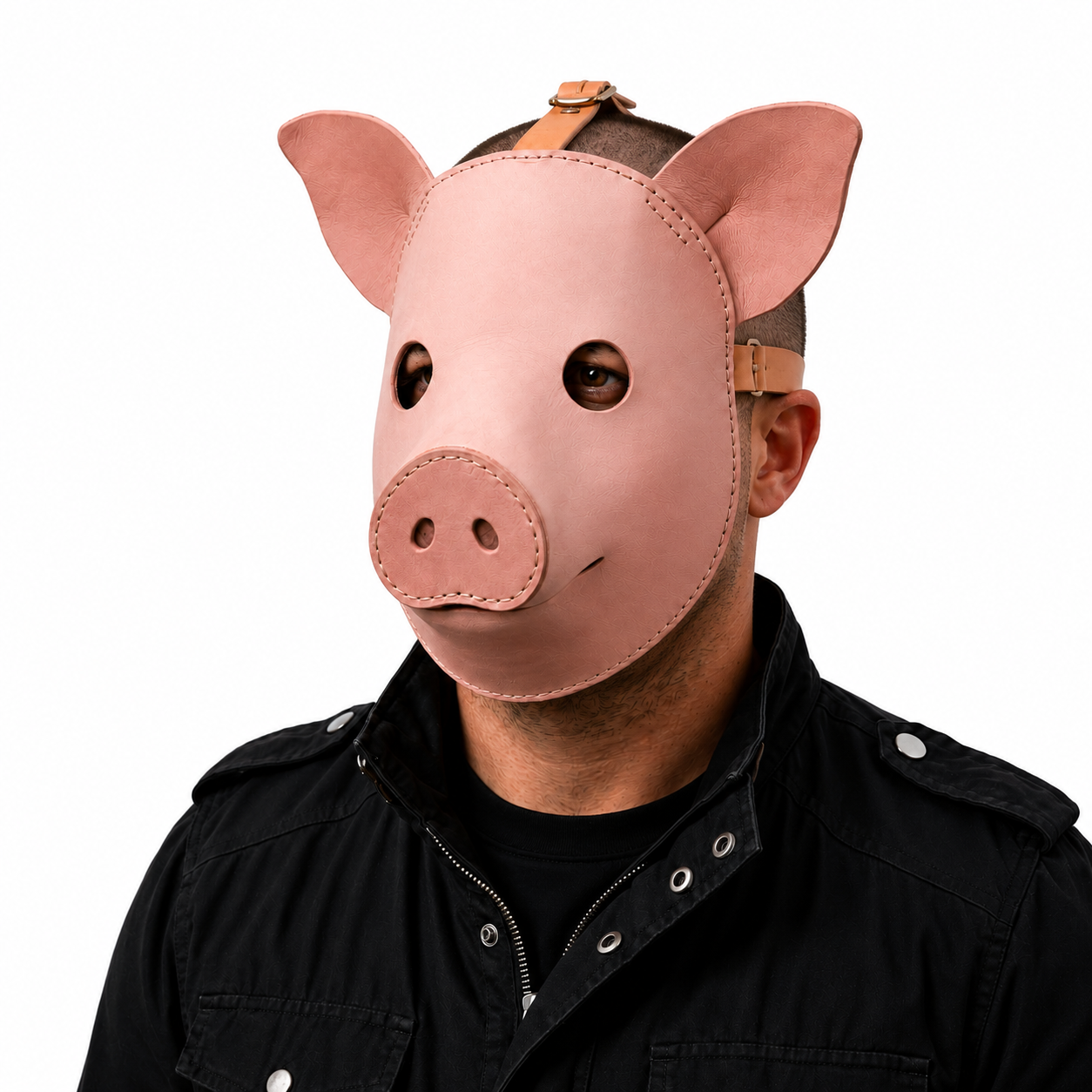 Handmade Real Leather Pig Mask Full Face Animal Head Mask