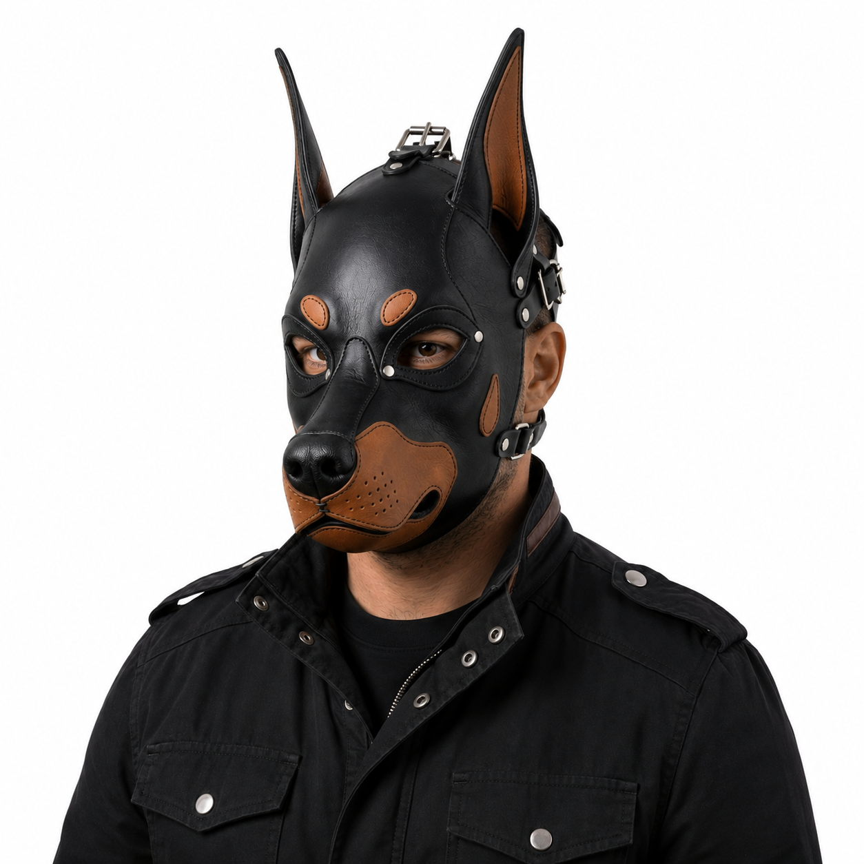 Doberman Leather Mask - 100% Pure Leather, Halloween costume