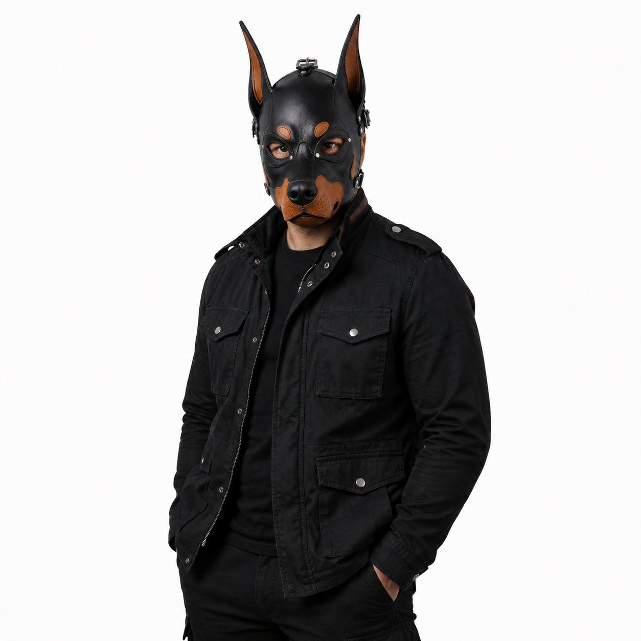 Doberman Leather Mask - 100% Pure Leather, Halloween costume