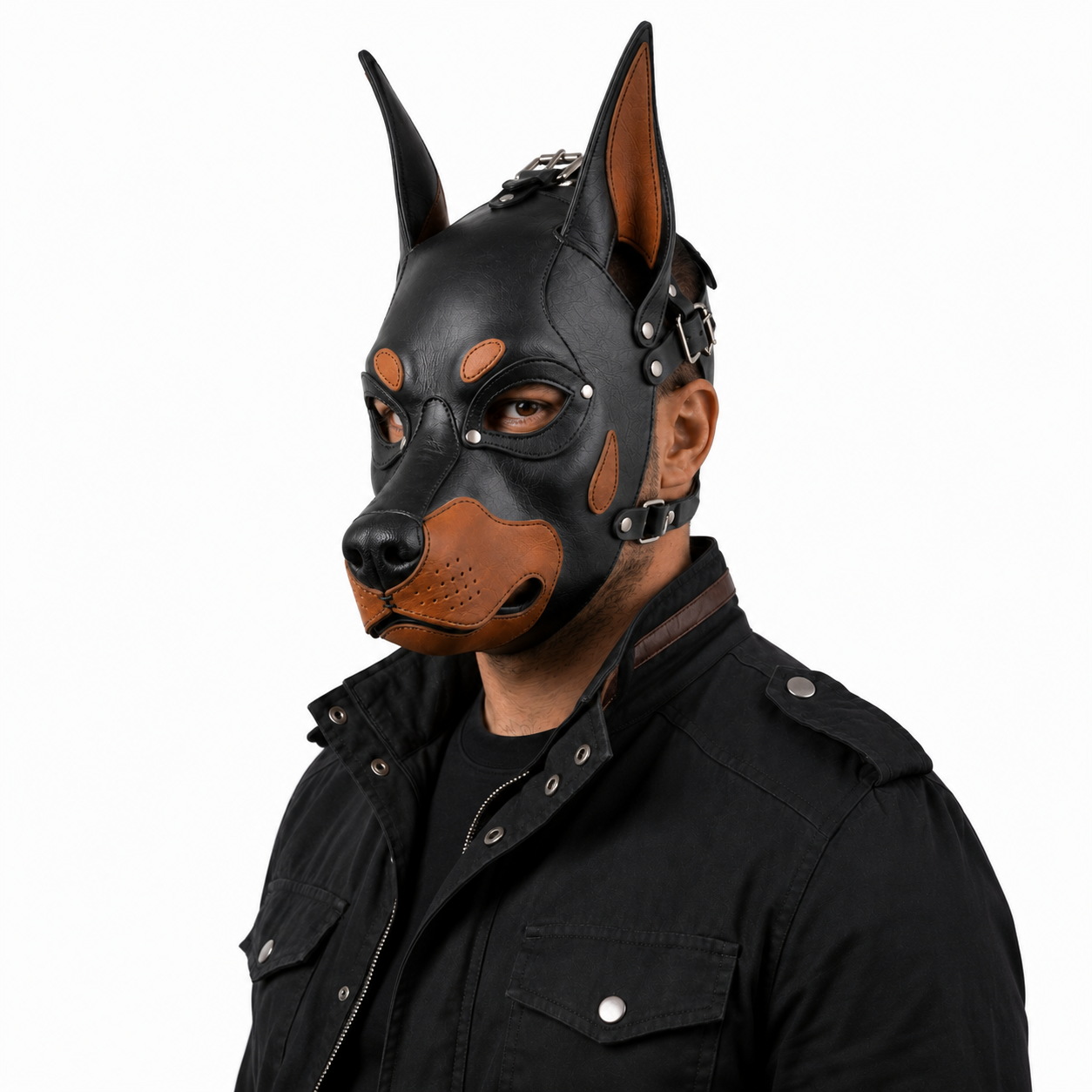 Doberman Leather Mask - 100% Pure Leather, Halloween costume