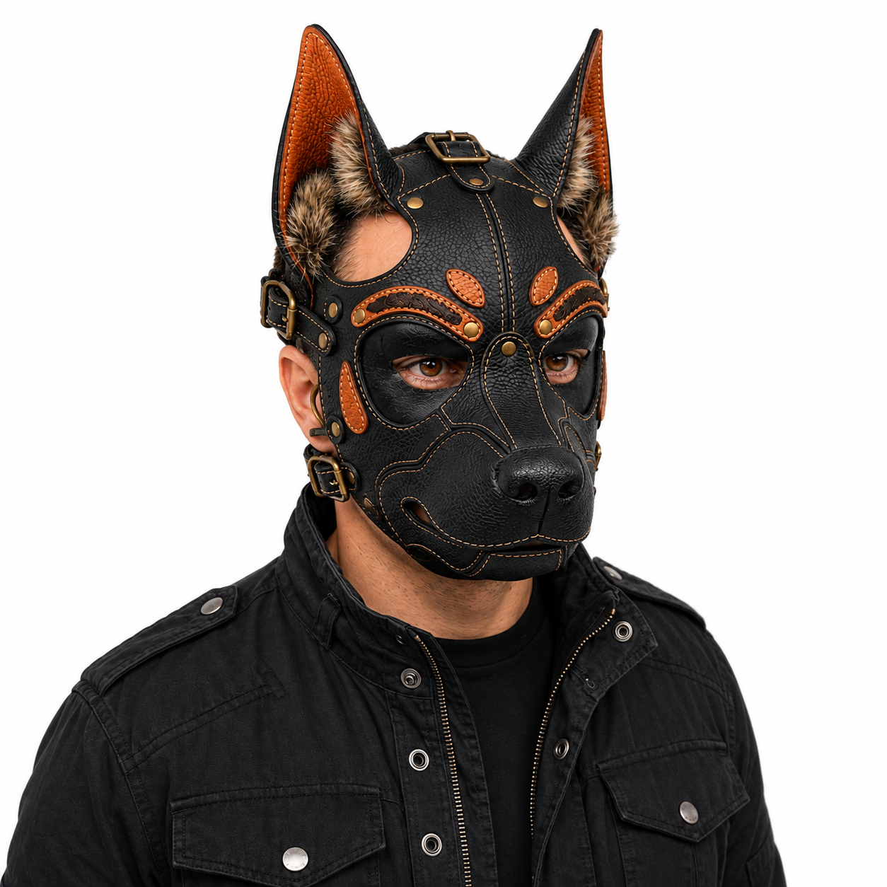 Leather German Shepherd Mask — Real Leather Fantasy GSD Dog Mask