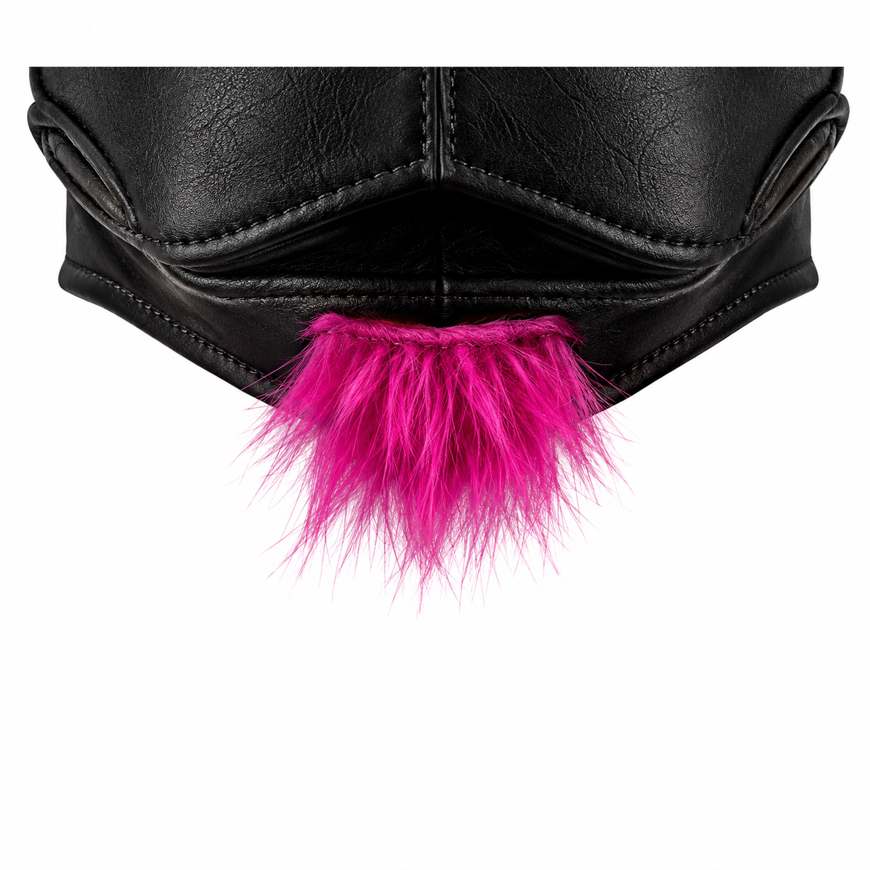 Handmade Leather Skunk Dog Hood Mask Black & Pink Puppy Hood