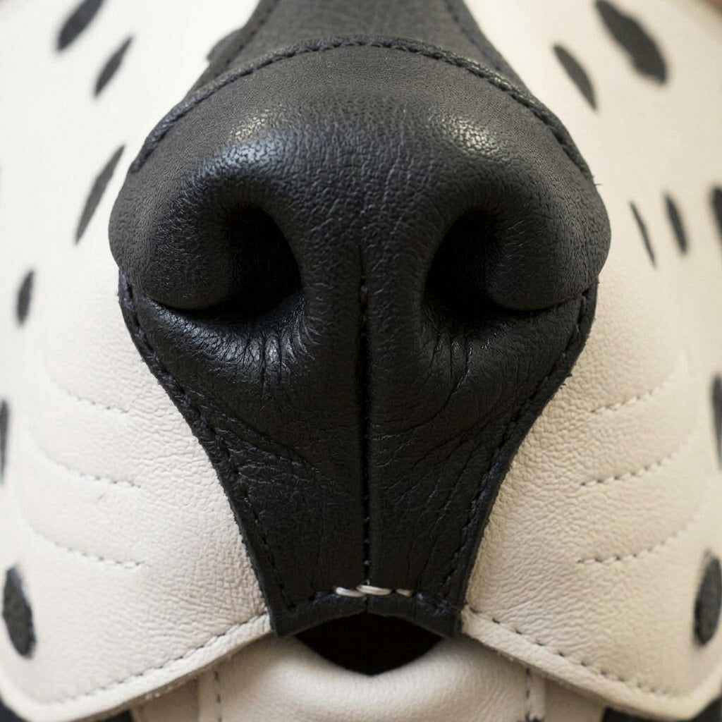 Leather Dalmatian Mask – Full-Head Spotted Dog Mask with Adjustable Multi-Strap Harness