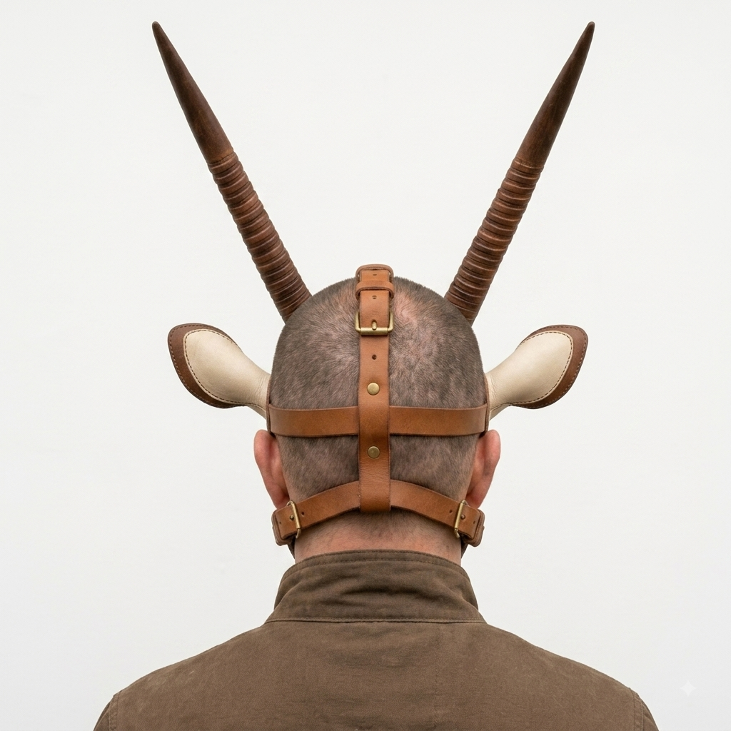 Leather Antelope Mask, Oryx Gemsbok Horns Headpiece, Handcrafted Full Head Animal Mask, Cosplay Costume, Ritual Ceremonial Mask