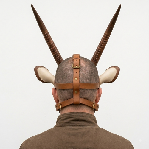 Leather Oryx Antelope Mask, second view