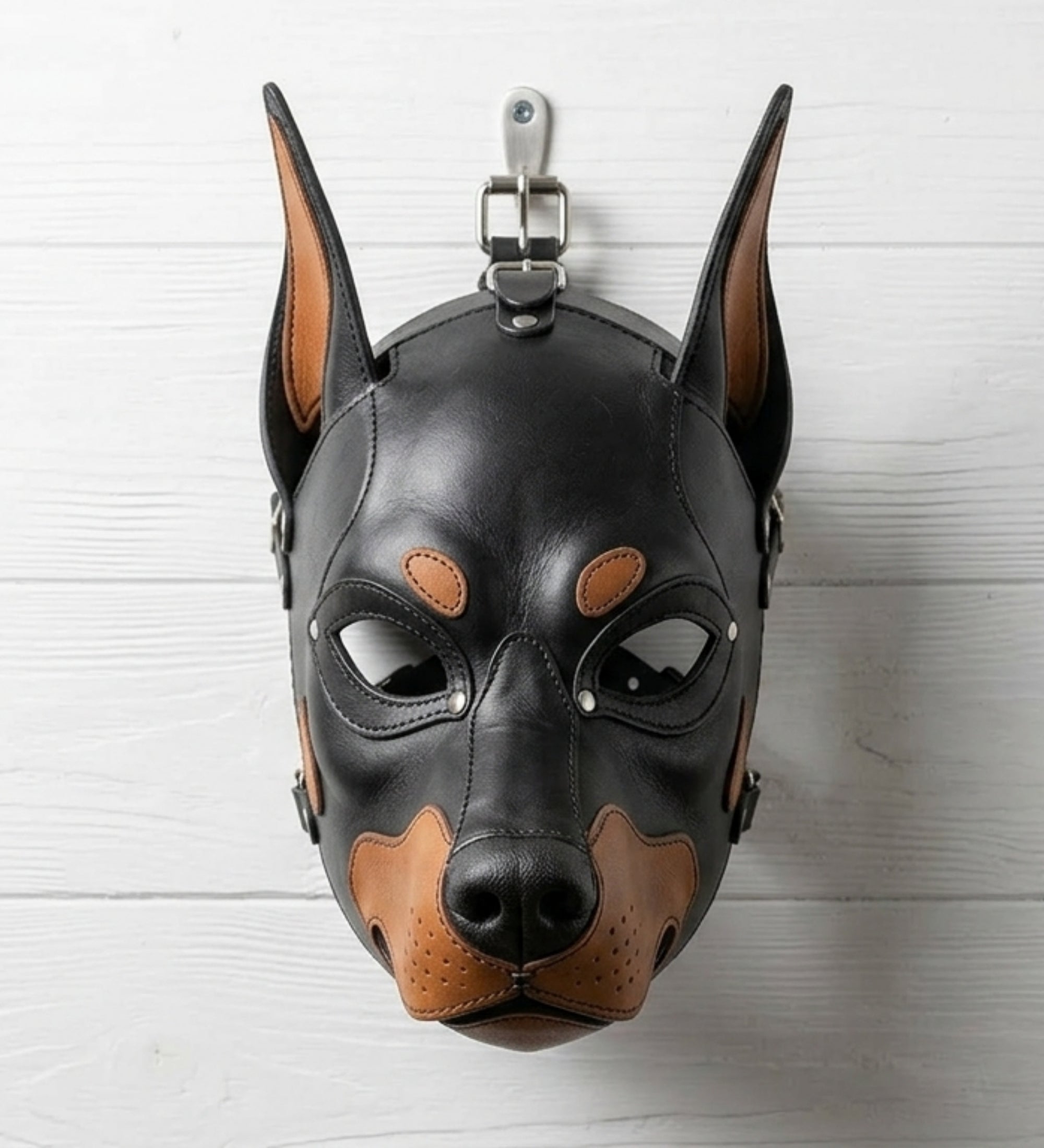 Doberman Leather Mask - 100% Pure Leather, Halloween costume