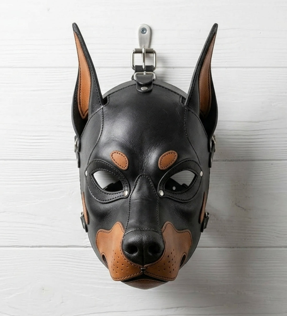 Doberman Leather Mask - 100% Pure Leather, Halloween costume
